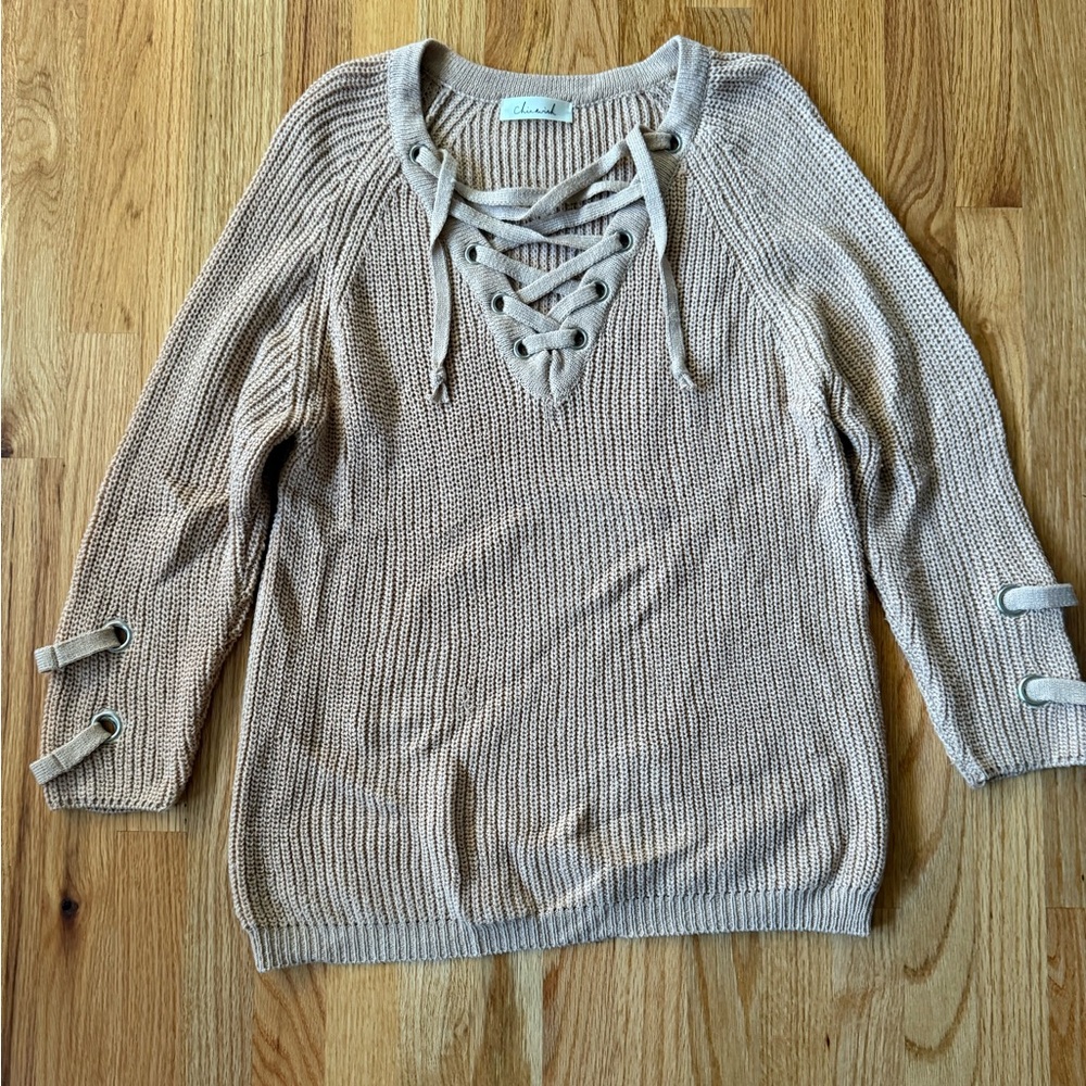 Chicwish Women's Beige Sweater dress - Picture 3 of 5